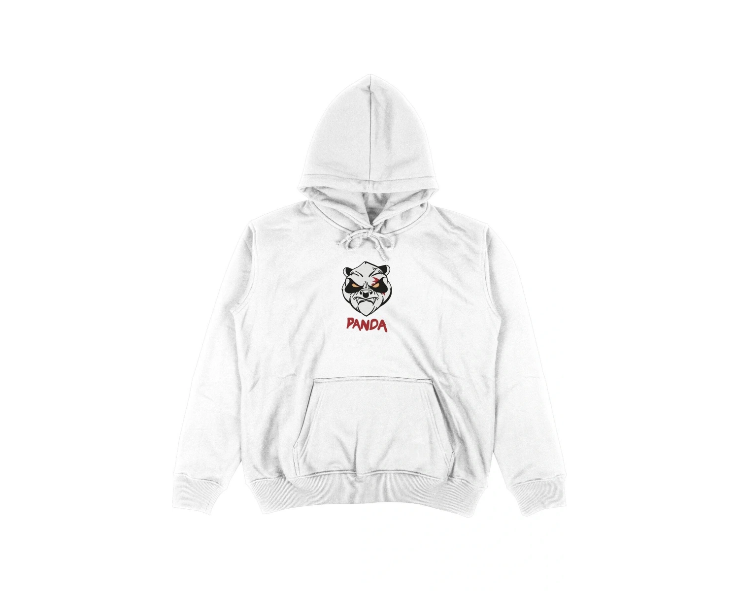 Panda Fire Oversize Unisex Kapüşonlu Sweatshirt Hoodie Beyaz
