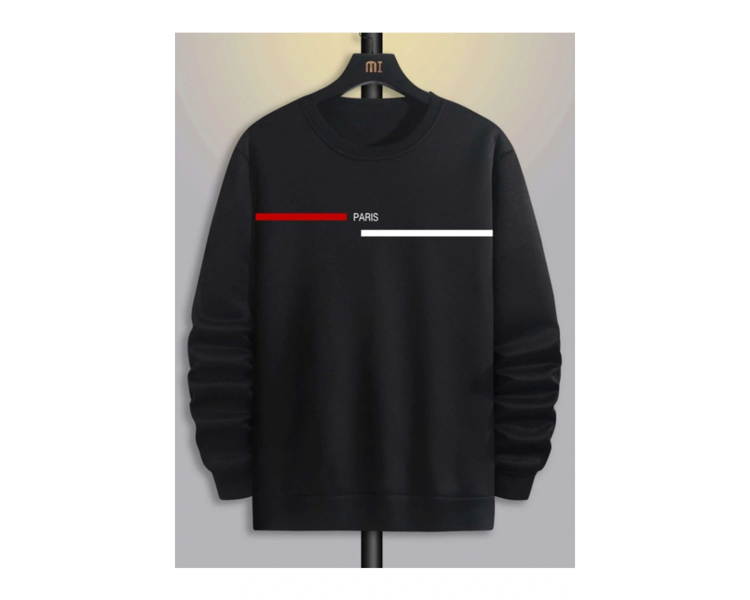 PARİS Oversize Bisiklet Yaka Pamuklu Sweatshirt Siyah