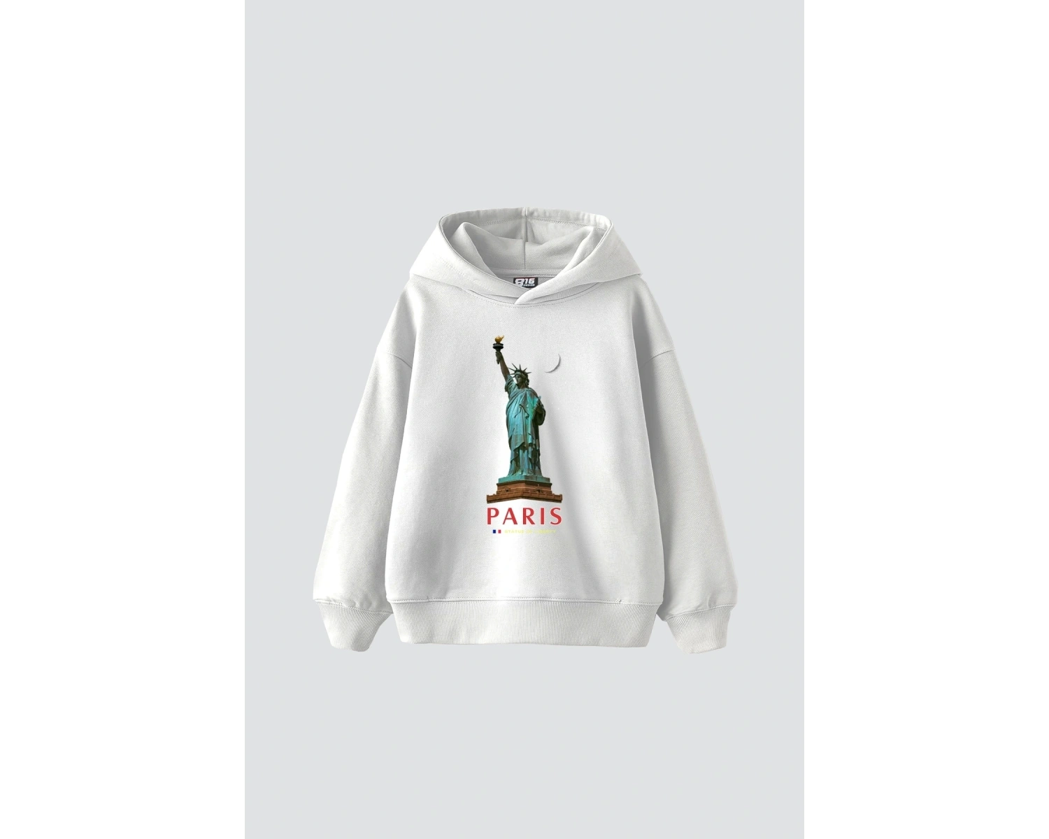 Parıs State Of Lıberty Baskılı Oversize Unisex Beyaz