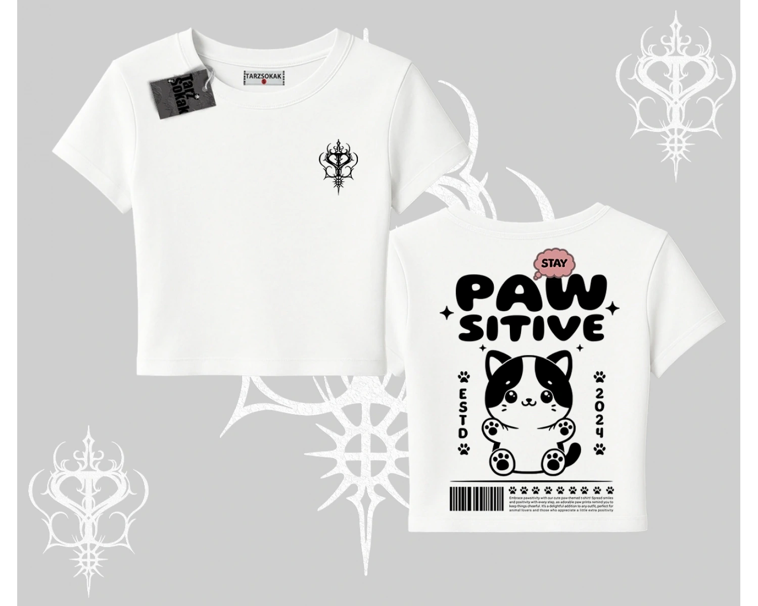 Paw Sitive Kedi Arka Baskılı Babby Tee Tshirt
