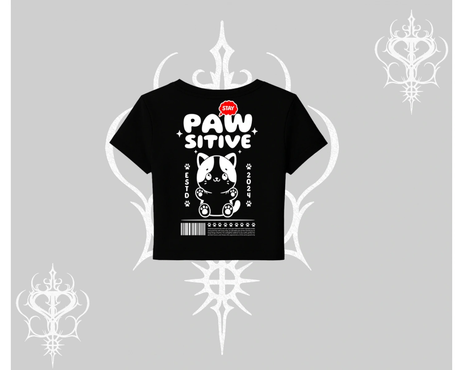 Paw Sitive Kedi Arka Baskılı Babby Tee Tshirt
