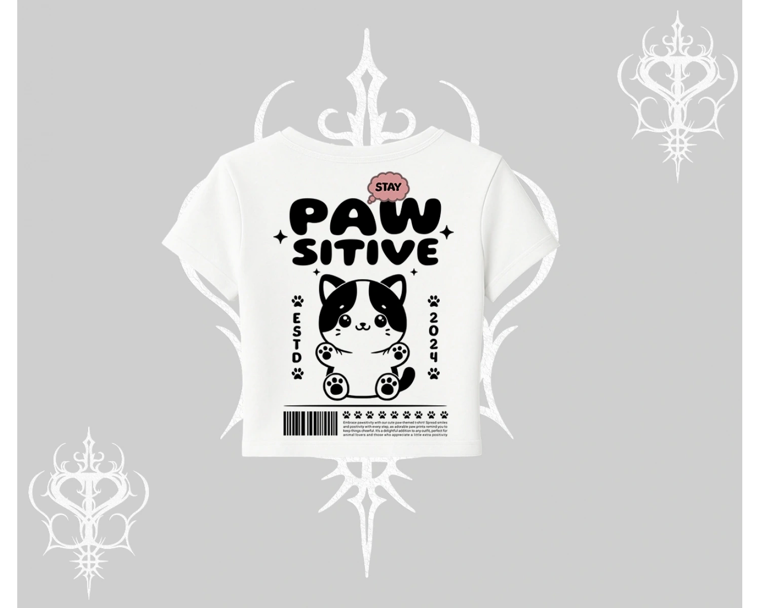 Paw Sitive Kedi Arka Baskılı Babby Tee Tshirt