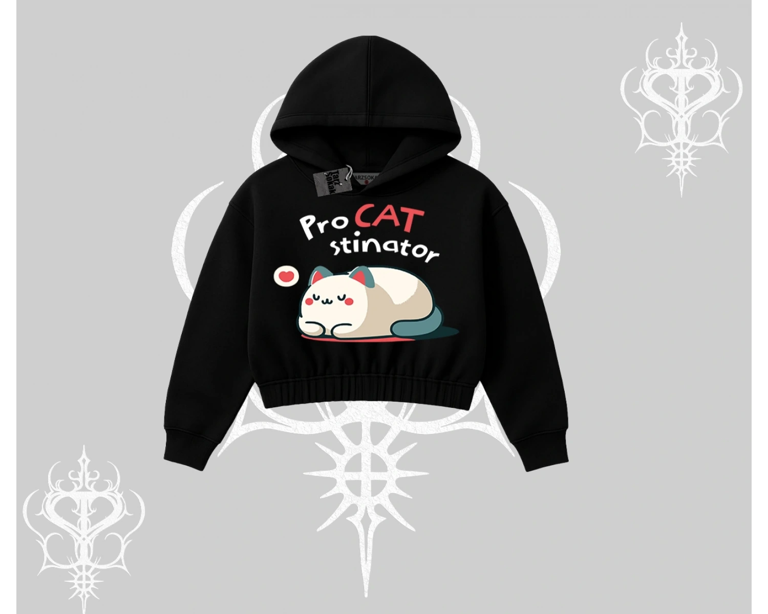 Paws Off Yazılı Kedi Baskılı Streetwear Biskilet Sweatshirt