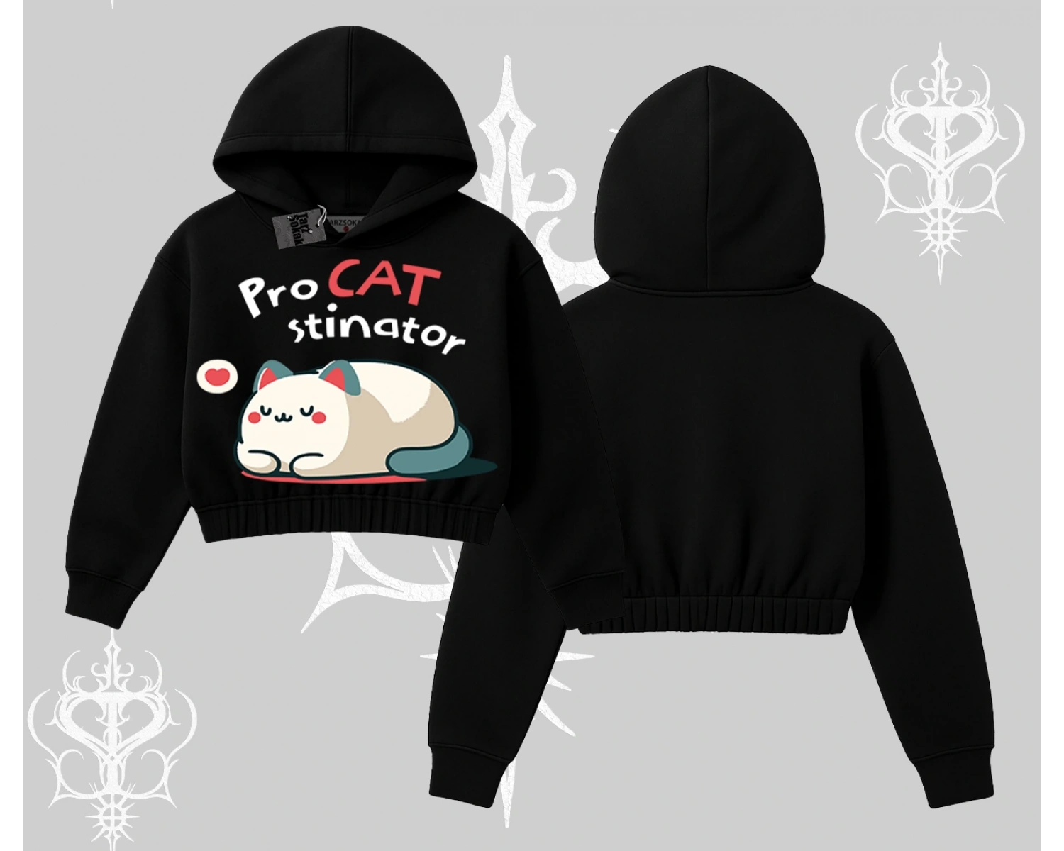 Paws Off Yazılı Kedi Baskılı Streetwear Biskilet Sweatshirt