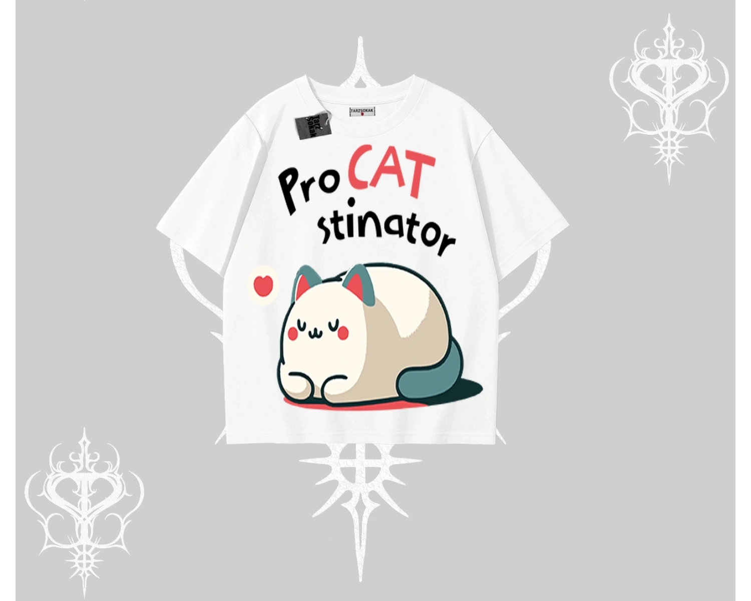 Paws Off Yazılı Kedi Baskılı Streetwear Kayık Yaka Sweatshirt