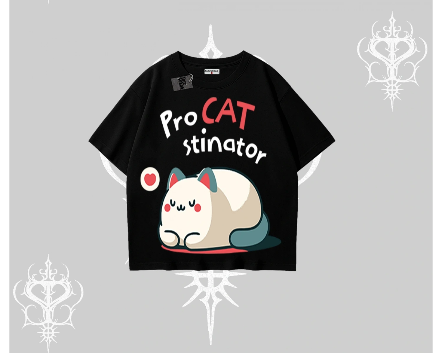 Paws Off Yazılı Kedi Baskılı Streetwear Kayık Yaka Sweatshirt