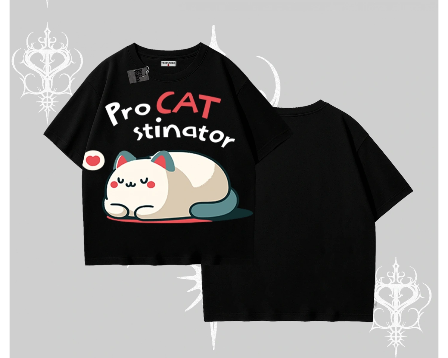 Paws Off Yazılı Kedi Baskılı Streetwear Kayık Yaka Sweatshirt