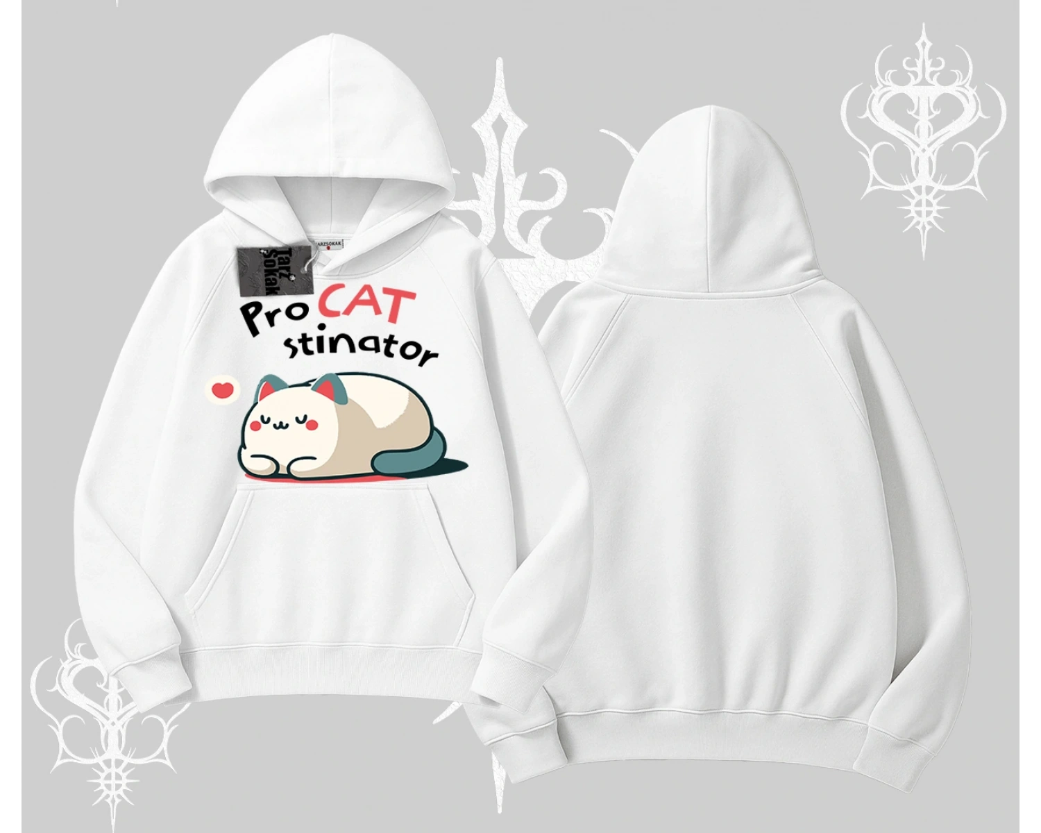 Paws Off Yazılı Kedi Baskılı Streetwear Kolsuz Tshirt