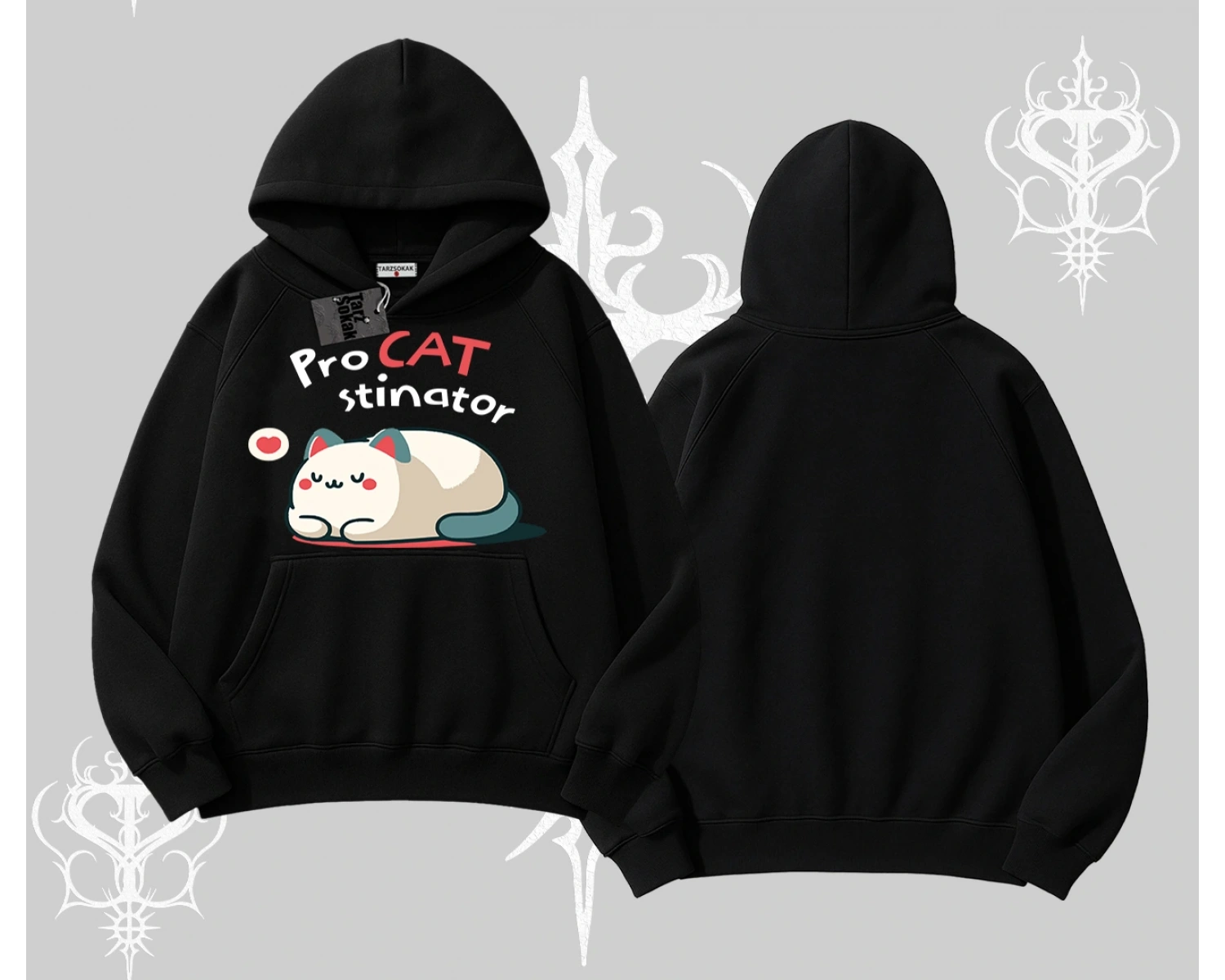 Paws Off Yazılı Kedi Baskılı Streetwear Kolsuz Tshirt