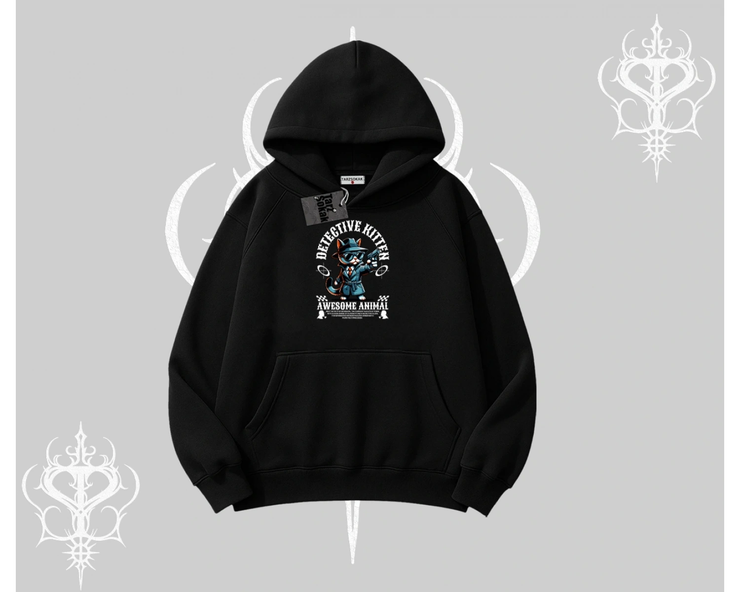 Paws Off Yazılı Kedi Baskılı Streetwear Kolsuz Tshirt