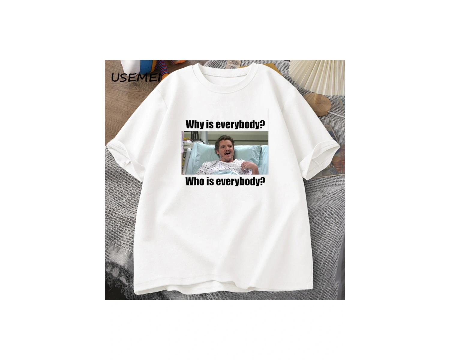 Pedro Pascal SNL neden T-shirt adam komik Teepamuk kısa kollu erkek pamuk T-shirt yaz 3039