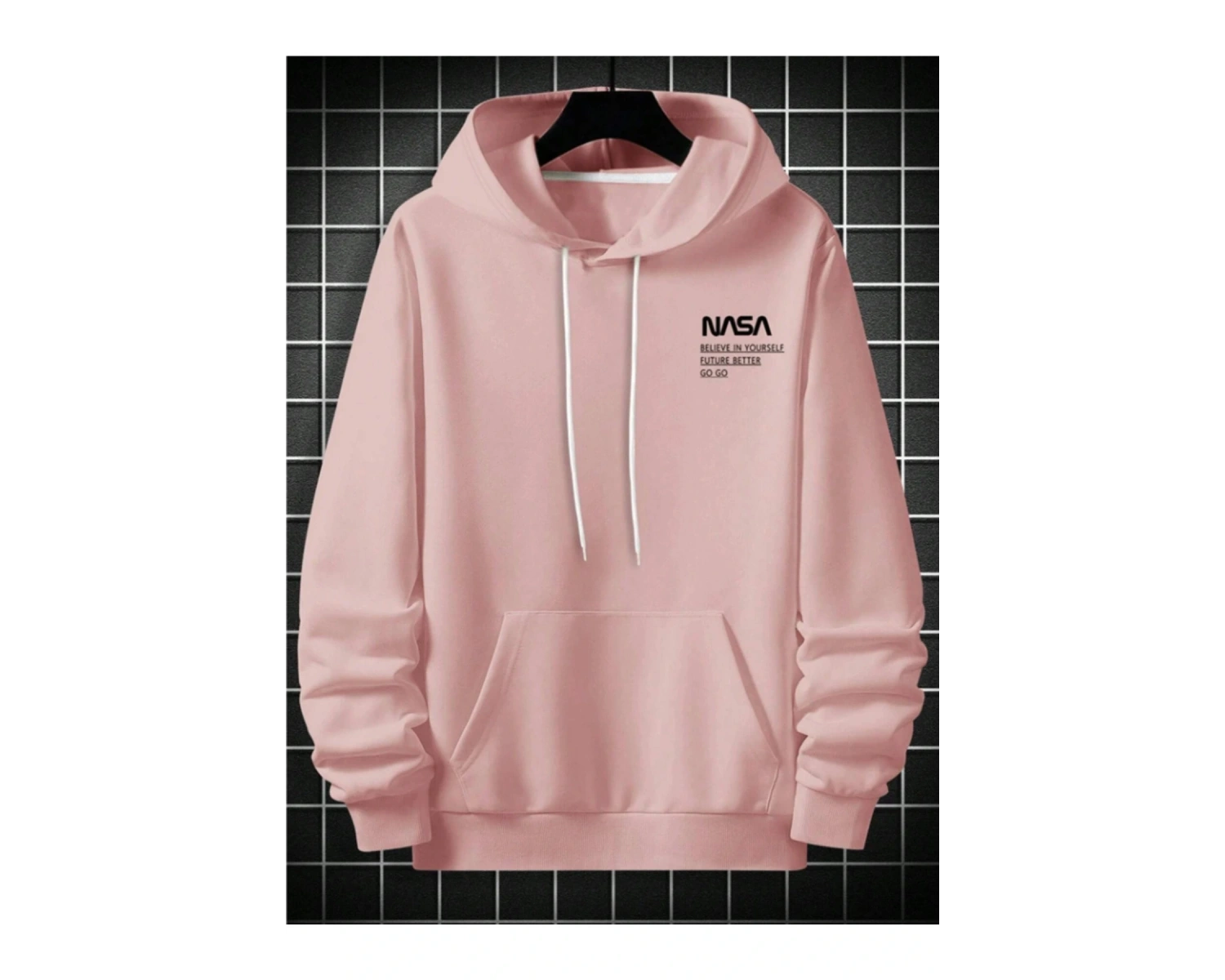 Pembe Nasa Oversize Kapüşonlu Sweatshirt Pembe