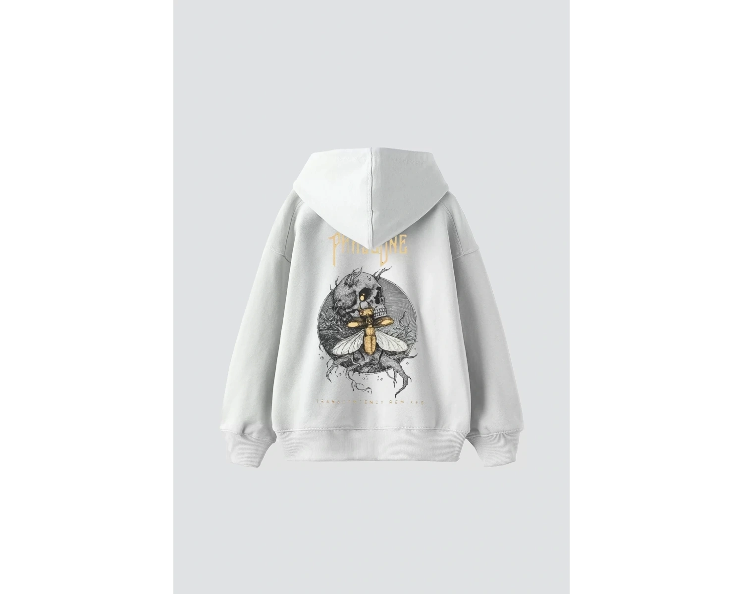 Phaseone Baskılı Beyaz Oversize Unisex Kapüşonlu