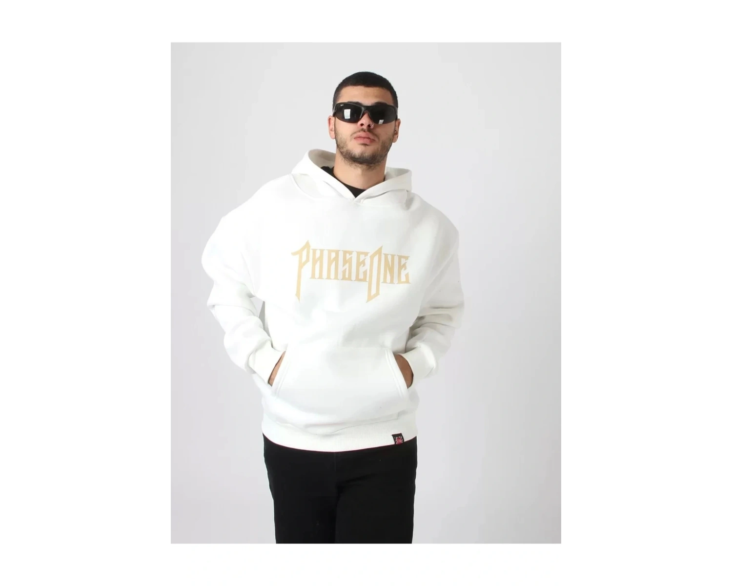 Phaseone Baskılı Beyaz Oversize Unisex Kapüşonlu