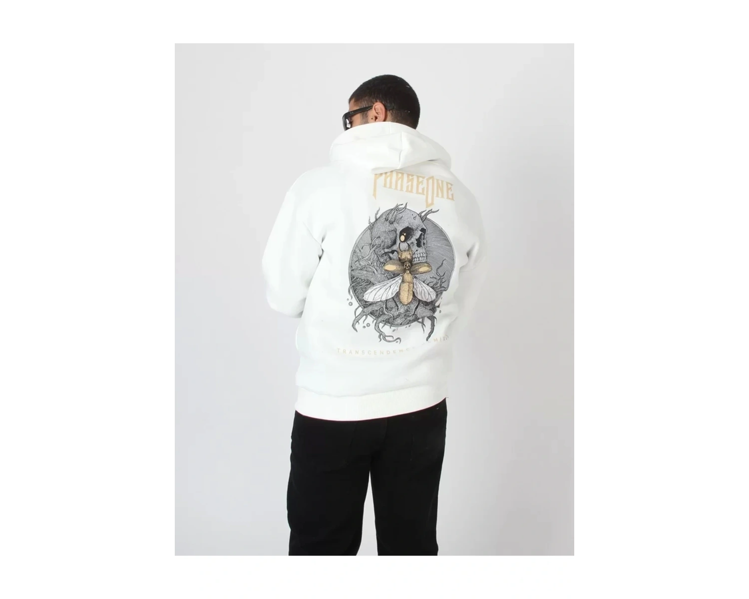 Phaseone Baskılı Beyaz Oversize Unisex Kapüşonlu