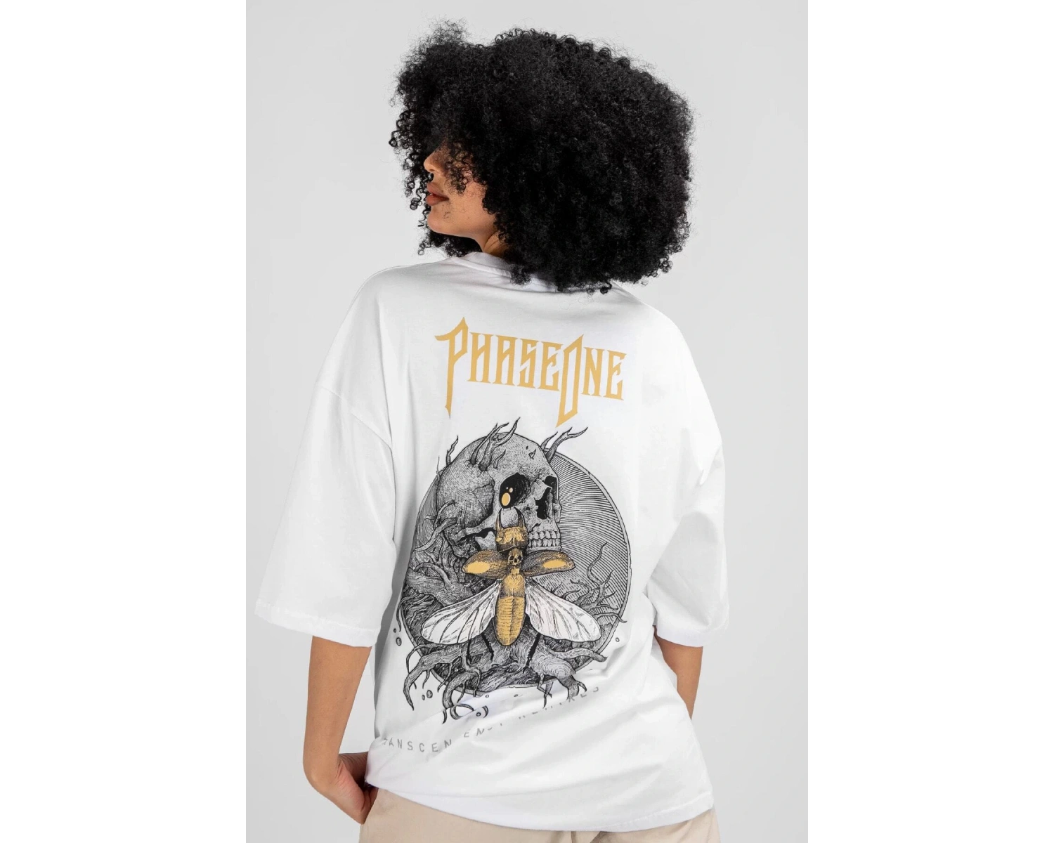 Phaseone Sırt Baskılı Beyaz Unisex Oversize