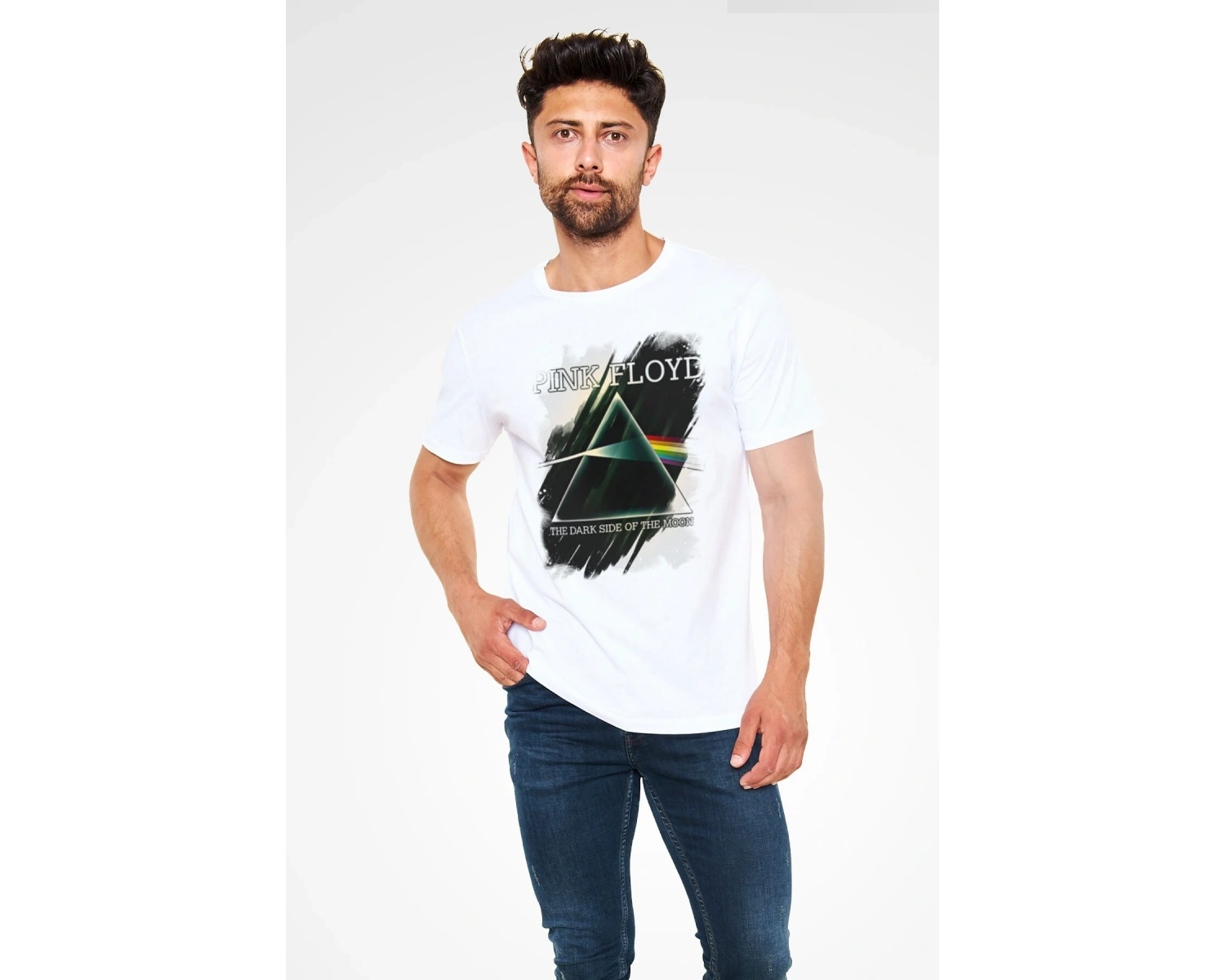Pink Floyd Baskılı Unisex Beyaz Tişört