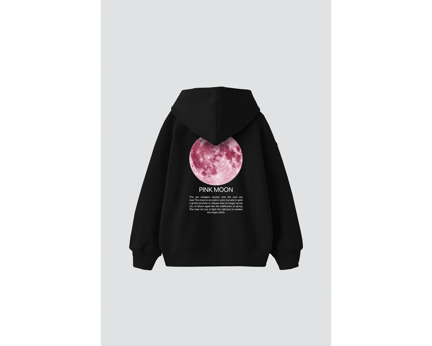 Pink Moon Baskılı Oversize Unisex Beyaz