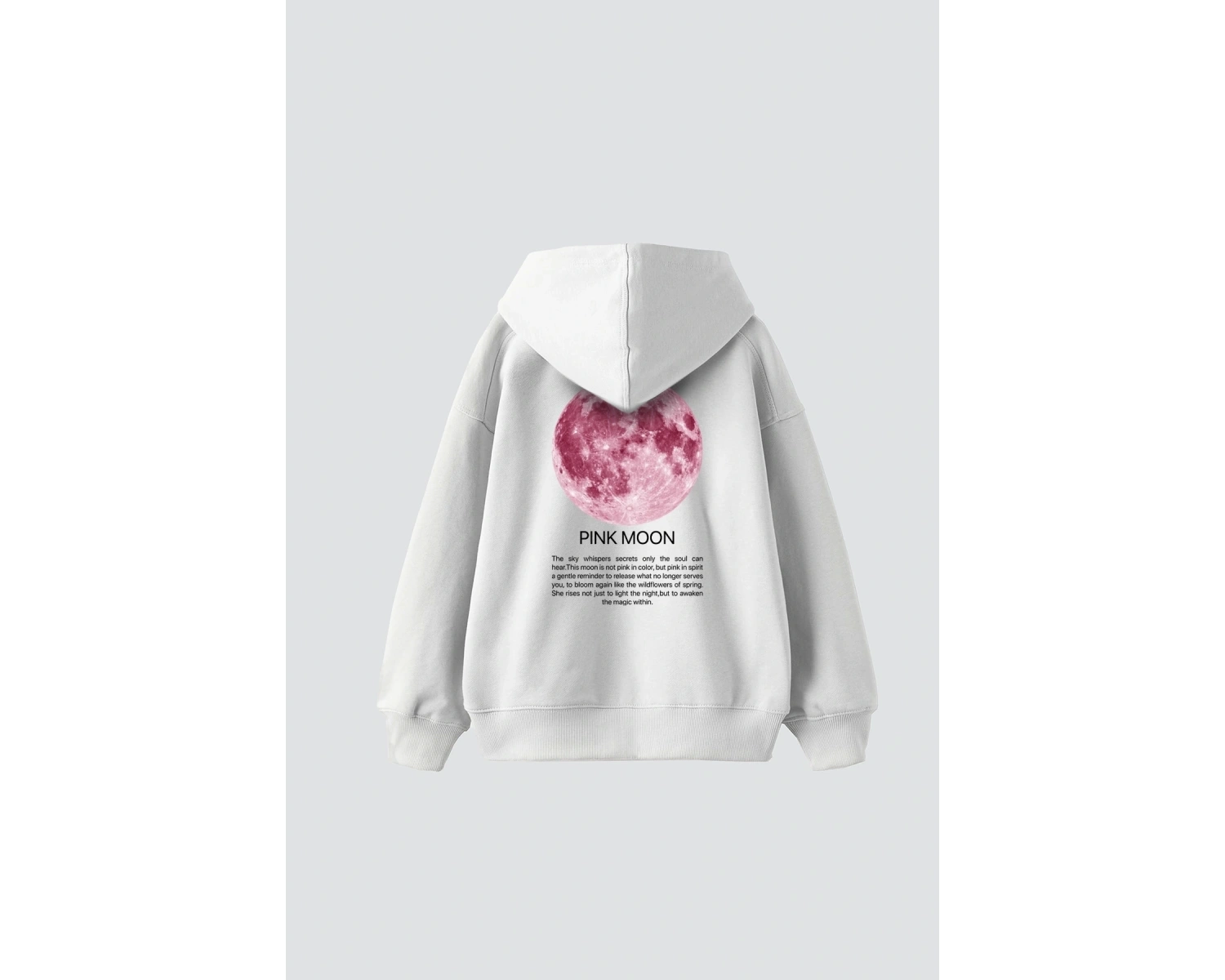 Pink Moon Baskılı Oversize Unisex Beyaz