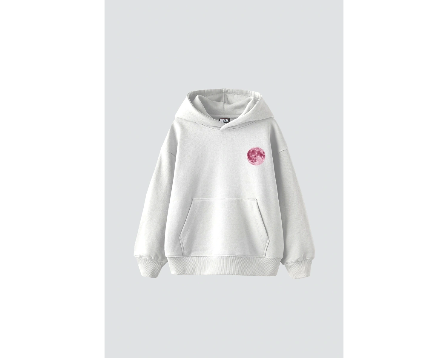 Pink Moon Baskılı Oversize Unisex Beyaz