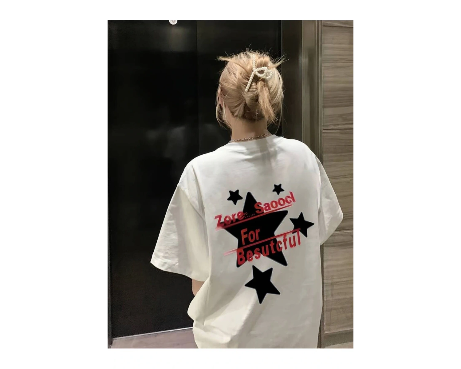Pinterest Yıldız (Star) Baskılı Oversize Unisex Kısa Kollu