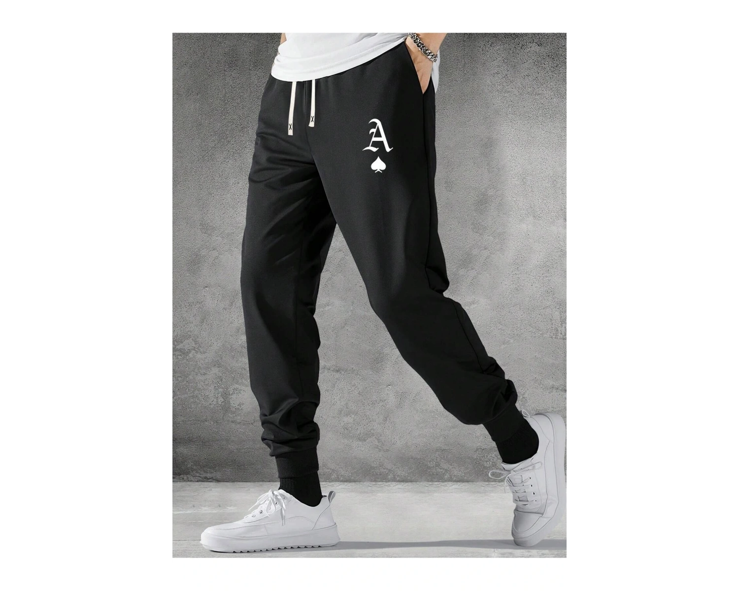 Playing Card Print Drawstring Waist Eşofman Altı