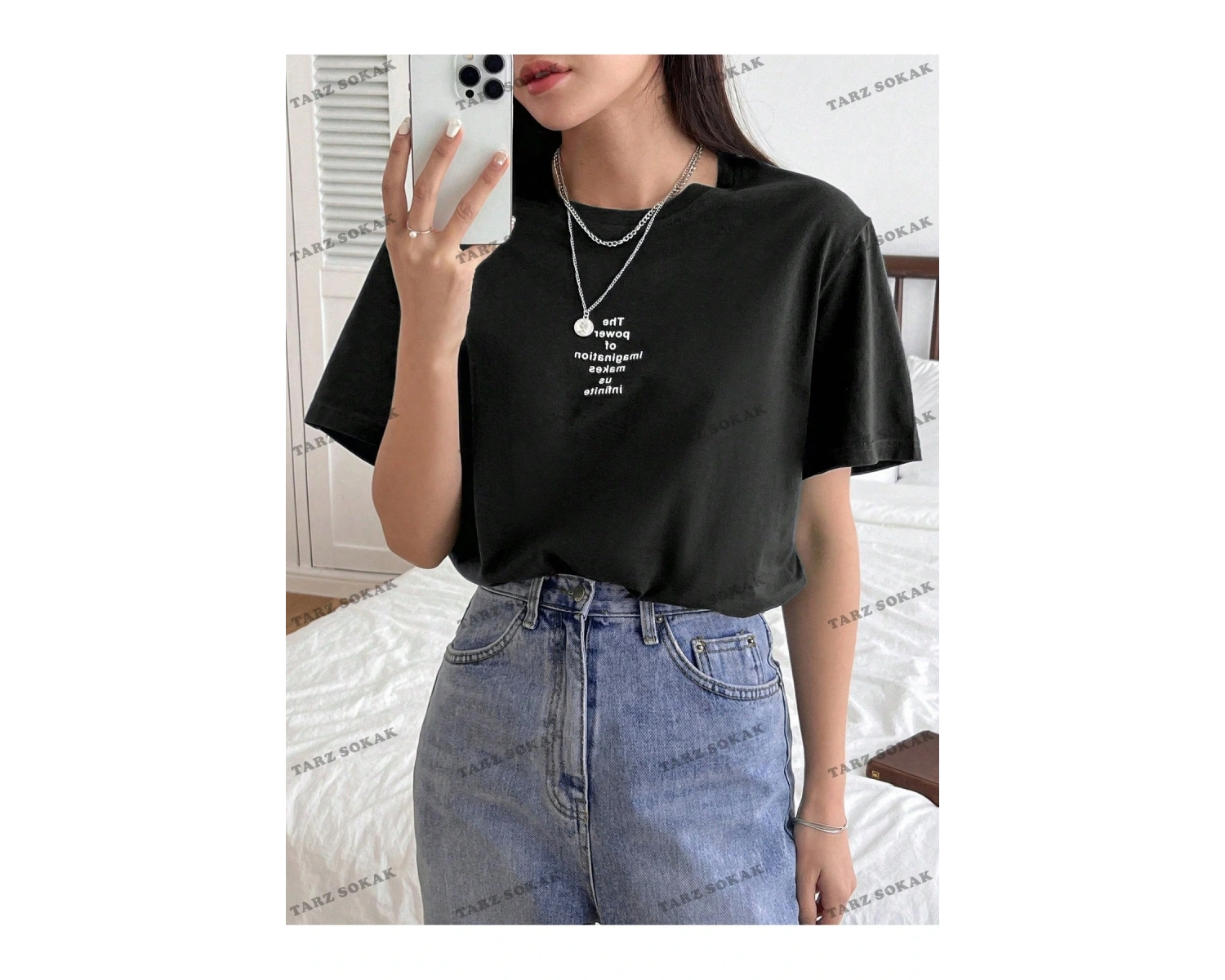 POWER Baskılı Oversize Kalıp Unisex T-shirt