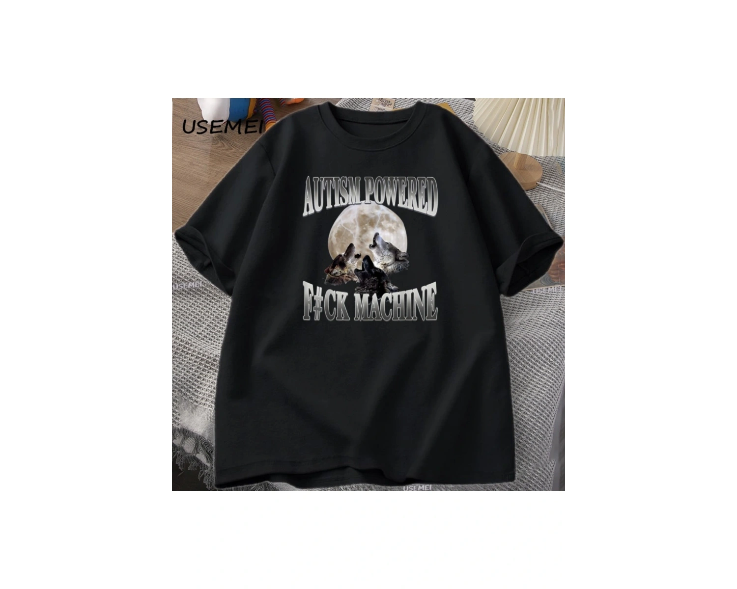 Powered Kurt Otistik TErkekler Retro Pamuk Kısa Kollu TeeCasaul Gevşek 2921