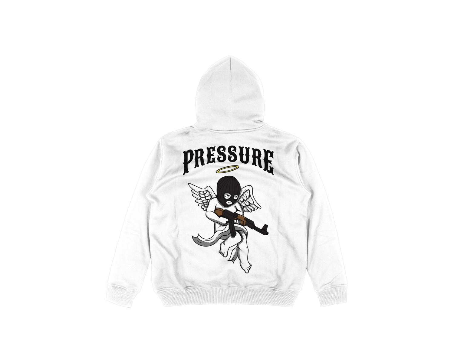 Pressure Beyaz Oversize Unisex Kapüşonlu Sweatshirt Hoodie