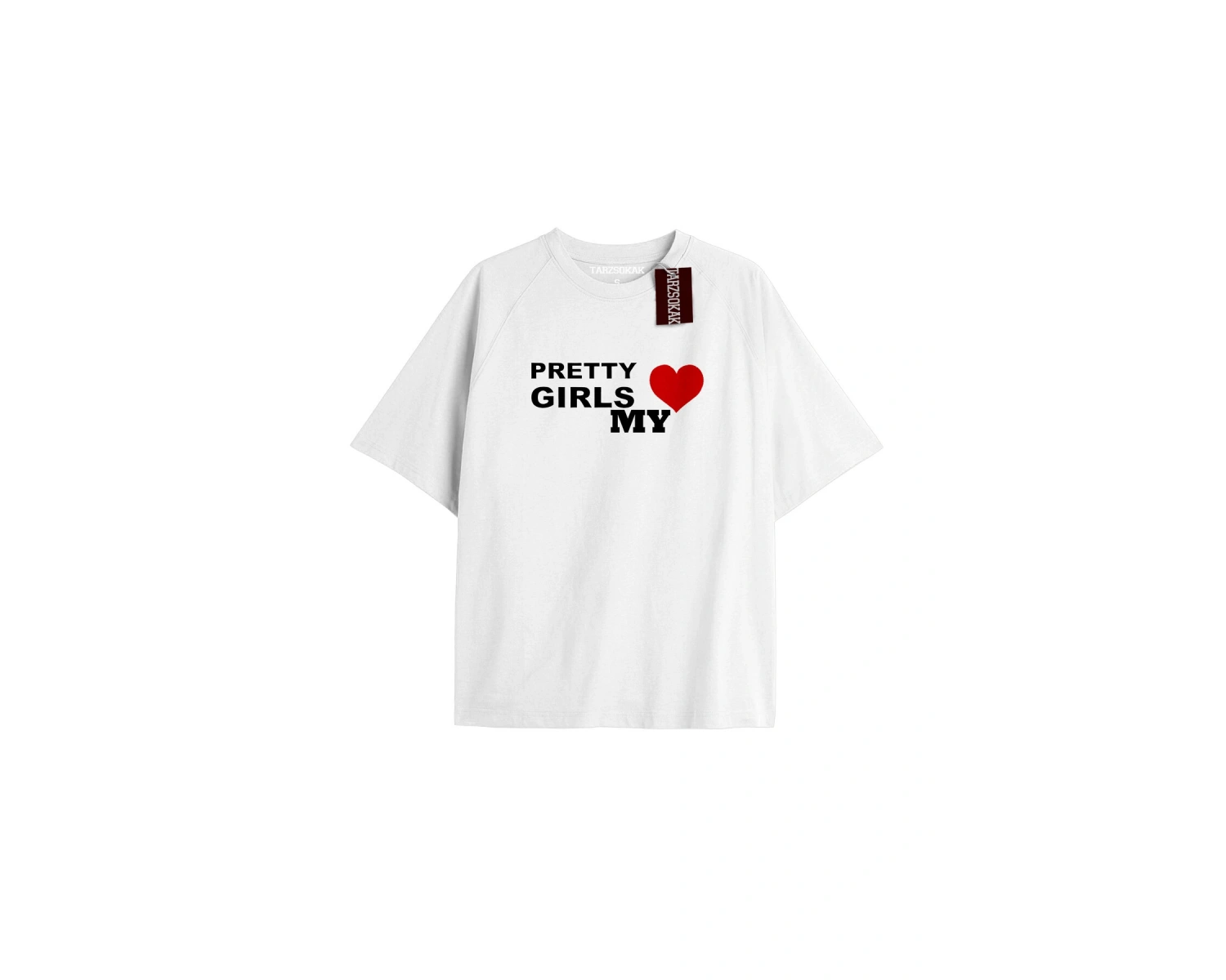 PRETTY GIRLS LOVE MY Unisex Oversize Yazılı Tshirt BEYAZ