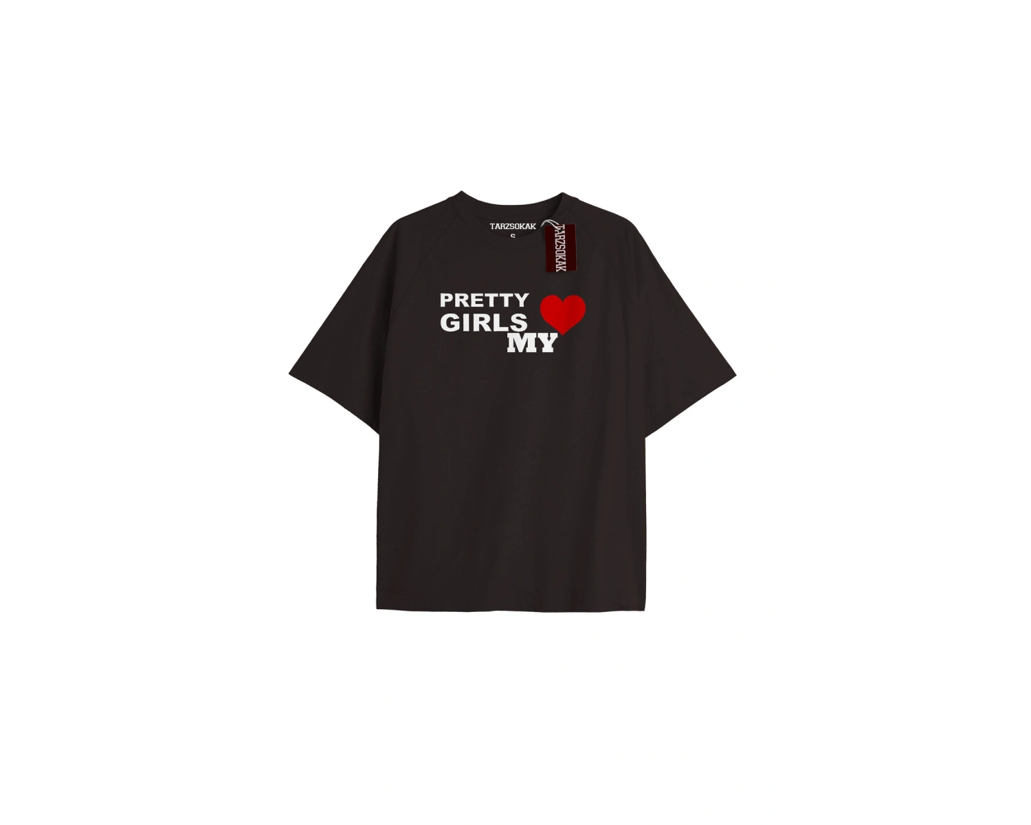 PRETTY GIRLS LOVE MY Unisex Oversize Yazılı Tshirt SİYAH