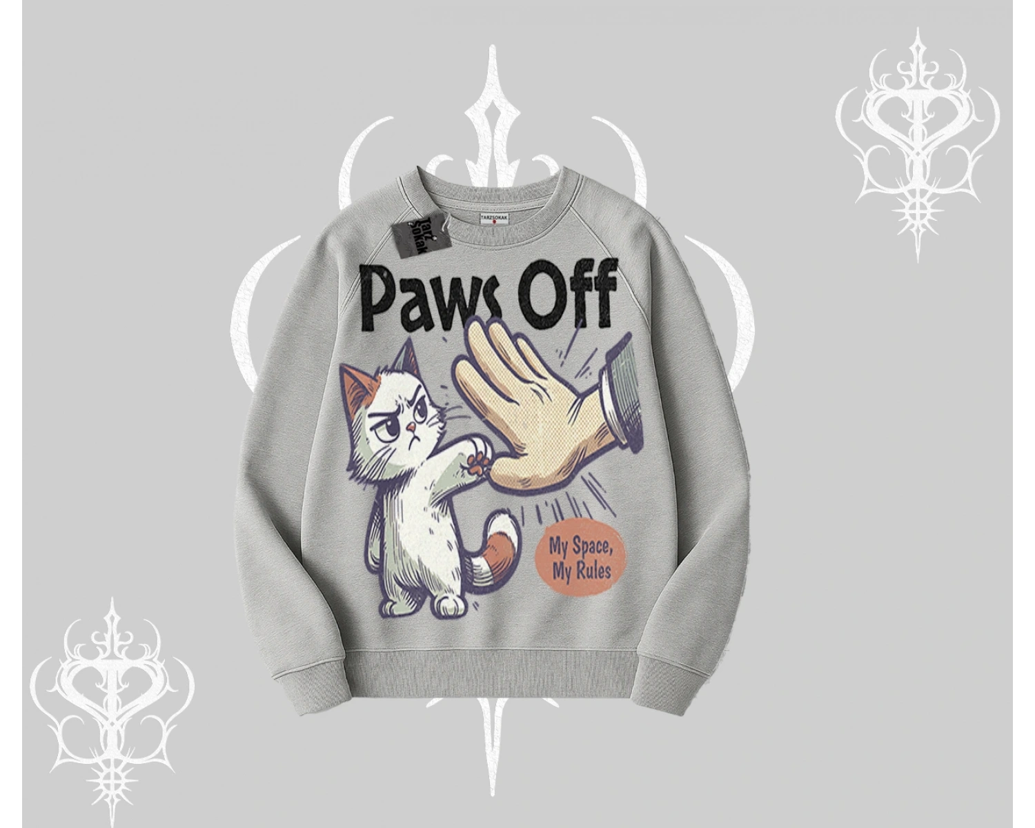 ProCATstinator Kedi Baskılı Kapşonlu Crop Sweatshirt