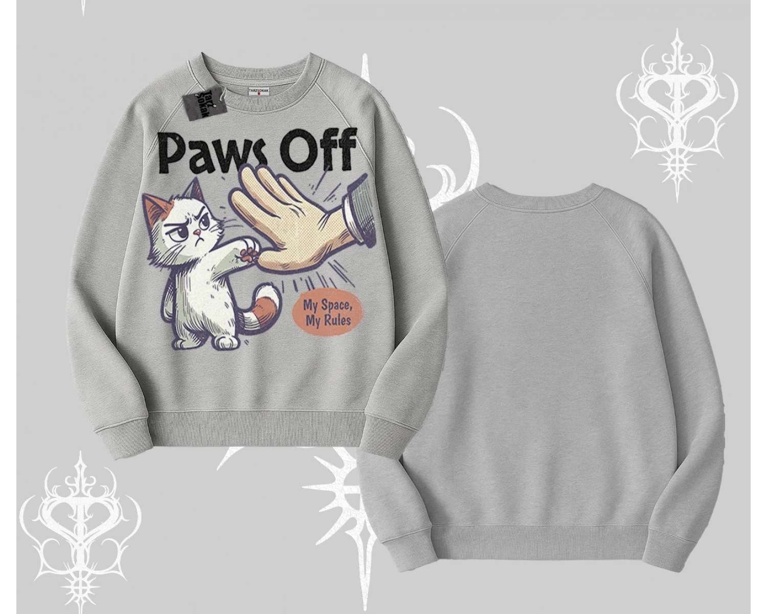ProCATstinator Kedi Baskılı Kapşonlu Crop Sweatshirt