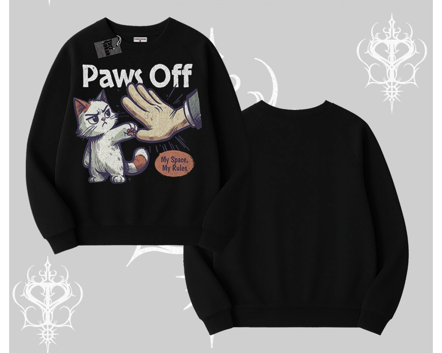 ProCATstinator Kedi Baskılı Kapşonlu Crop Sweatshirt