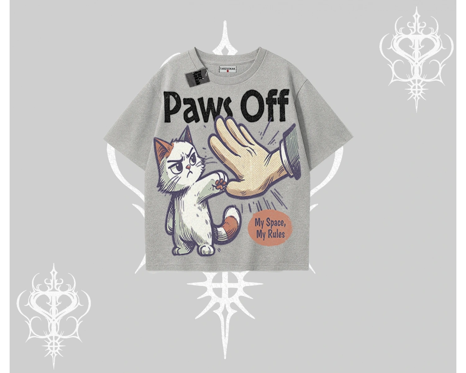 ProCATstinator Kedi Baskılı Kayık Yaka Tshirt