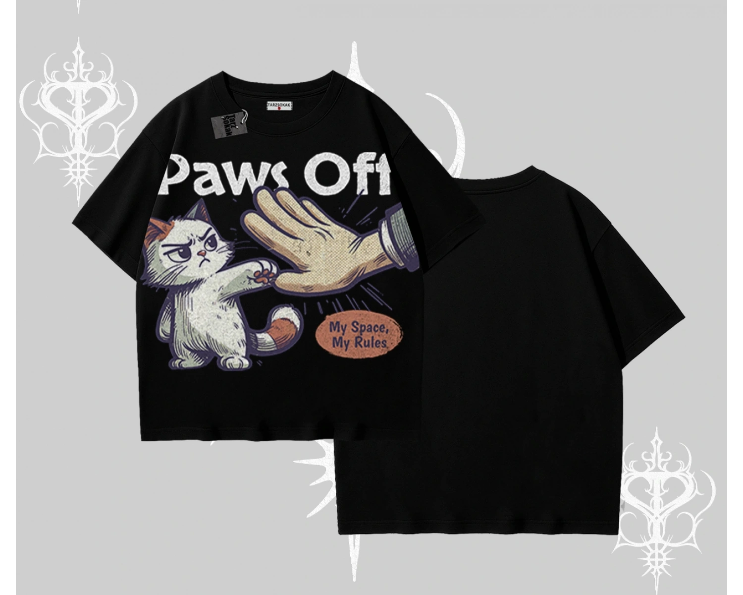 ProCATstinator Kedi Baskılı Kayık Yaka Tshirt