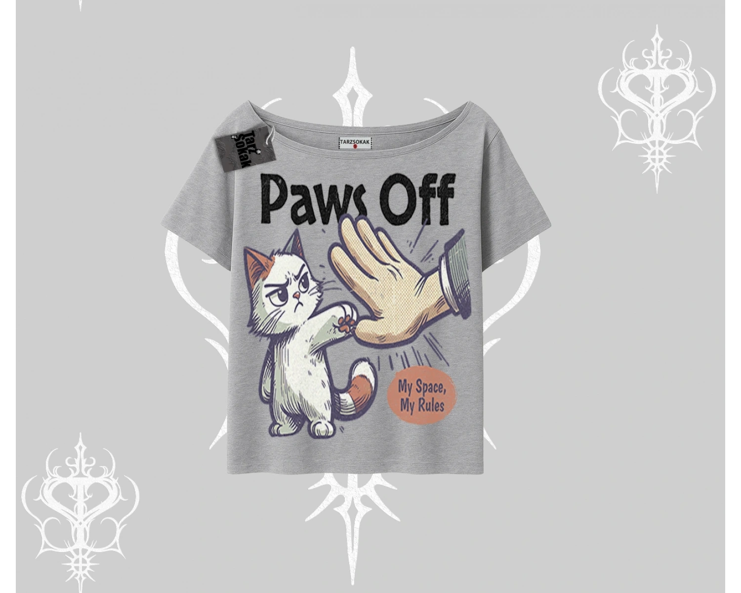 ProCATstinator Kedi Baskılı Oversize Crop Tshirt