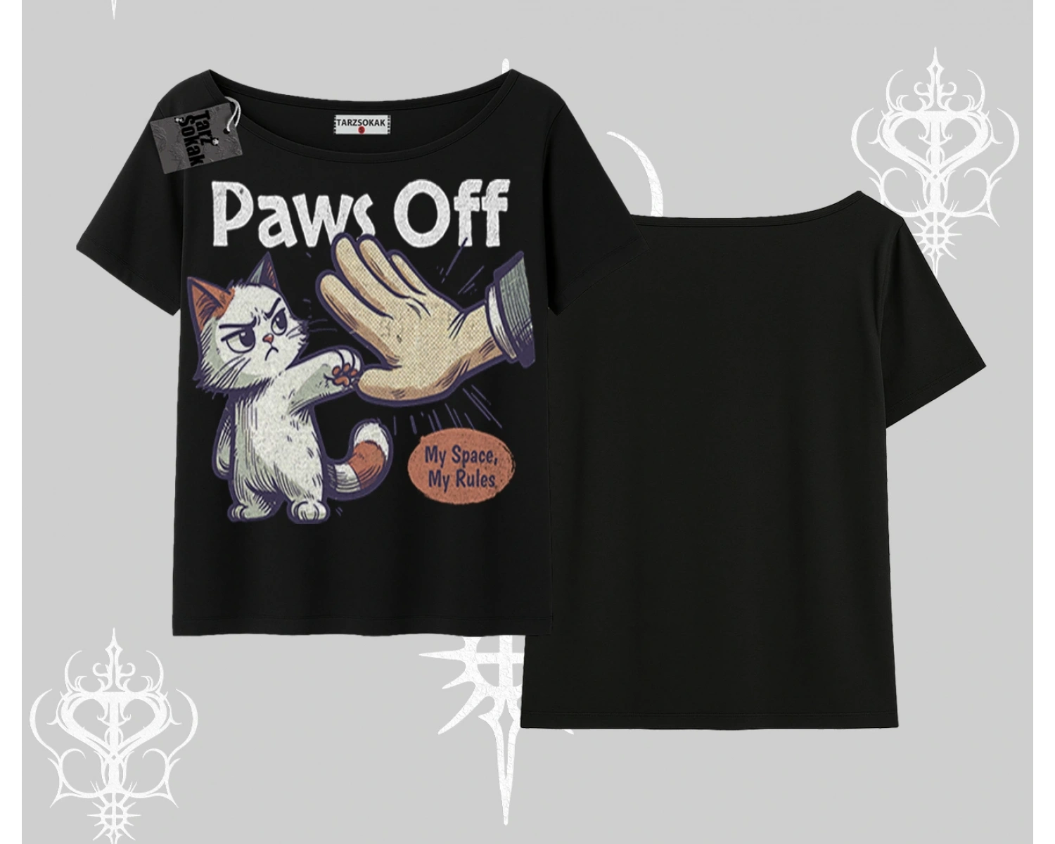 ProCATstinator Kedi Baskılı Oversize Crop Tshirt