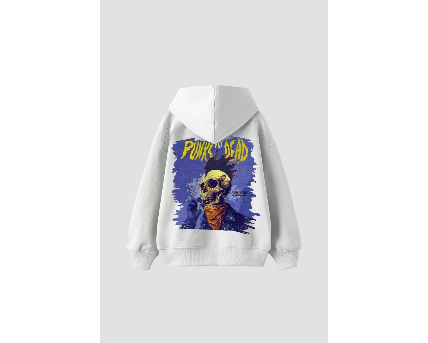 Punks Not Dead Baskılı Oversize Unisex Beyaz