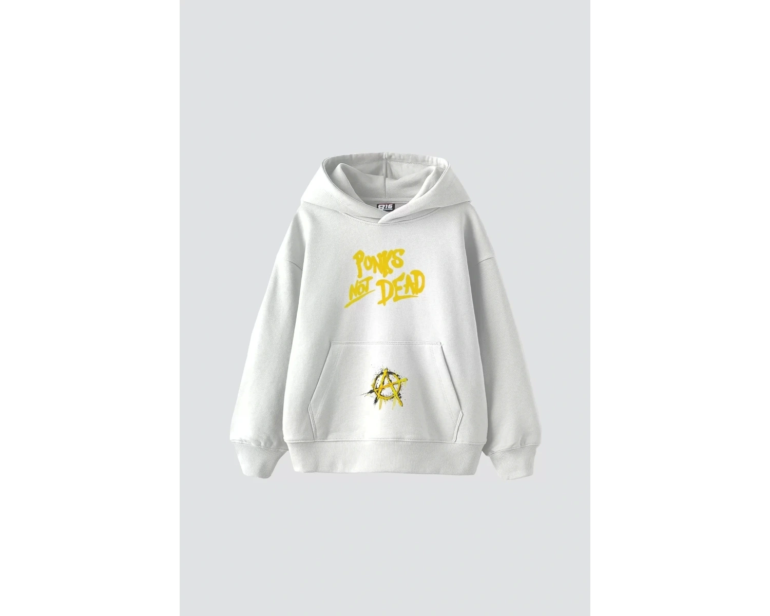 Punks Not Dead Baskılı Oversize Unisex Beyaz