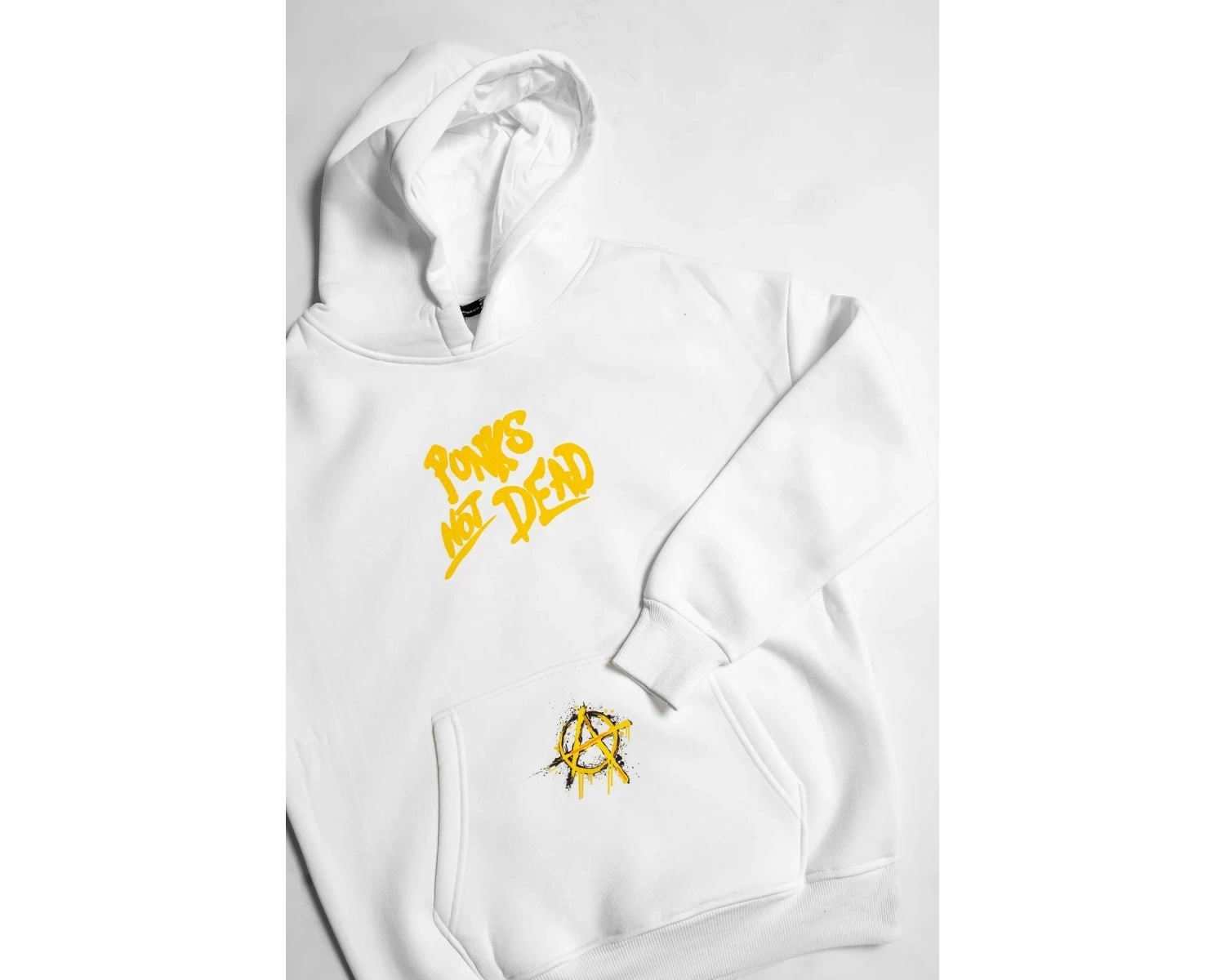 Punks Not Dead Baskılı Oversize Unisex Beyaz