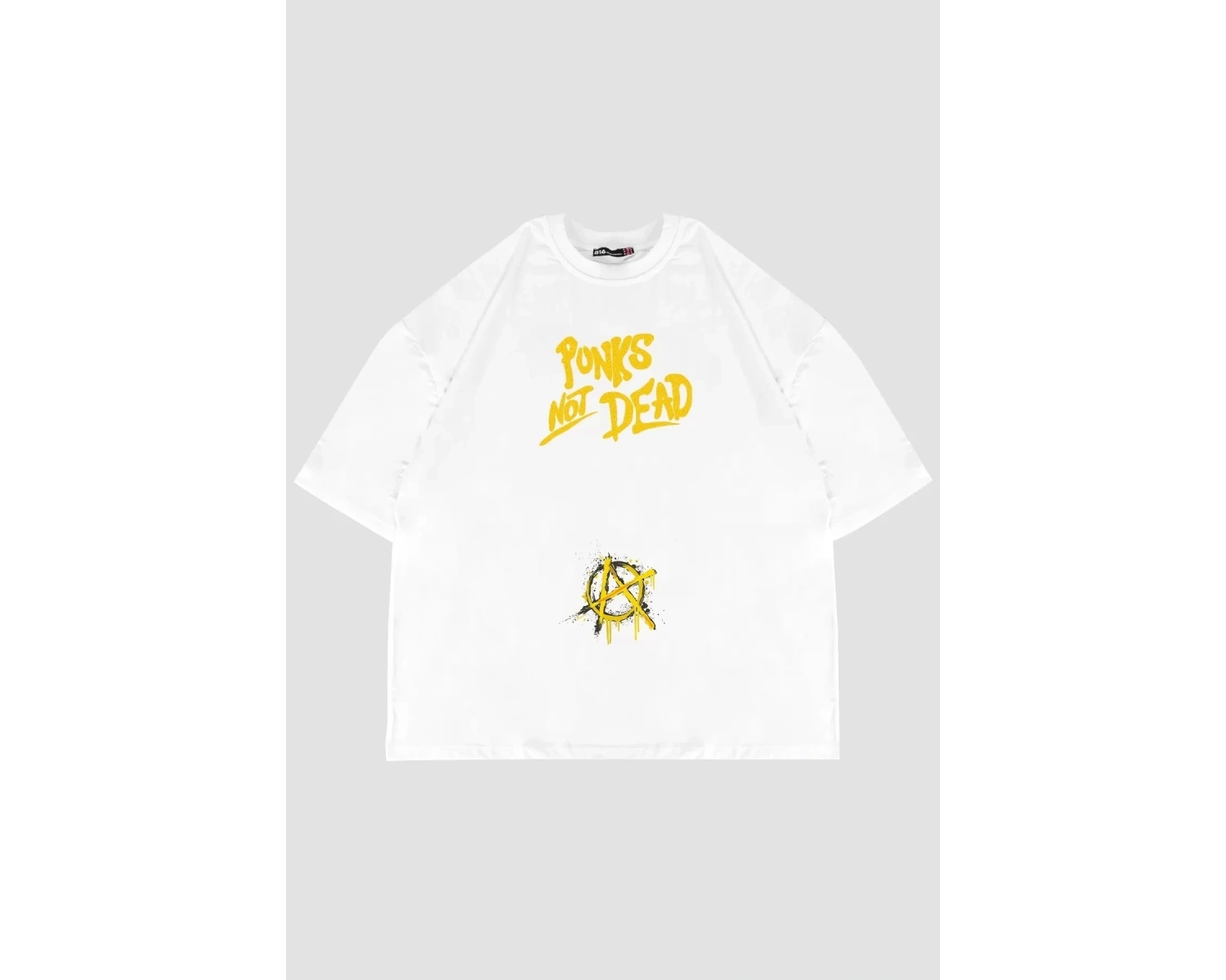 Punks Not Dead Sırt Baskılı Oversize Unisex Beyaz
