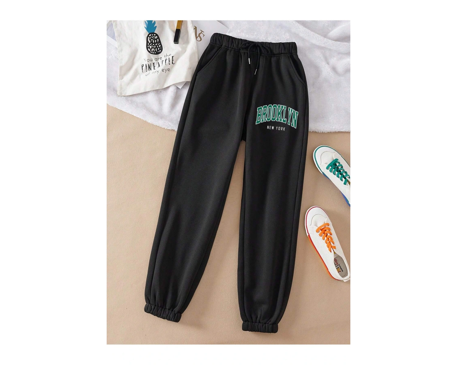 Qutie Harfli Grafik Büzgülü Bel Eşofman Altı