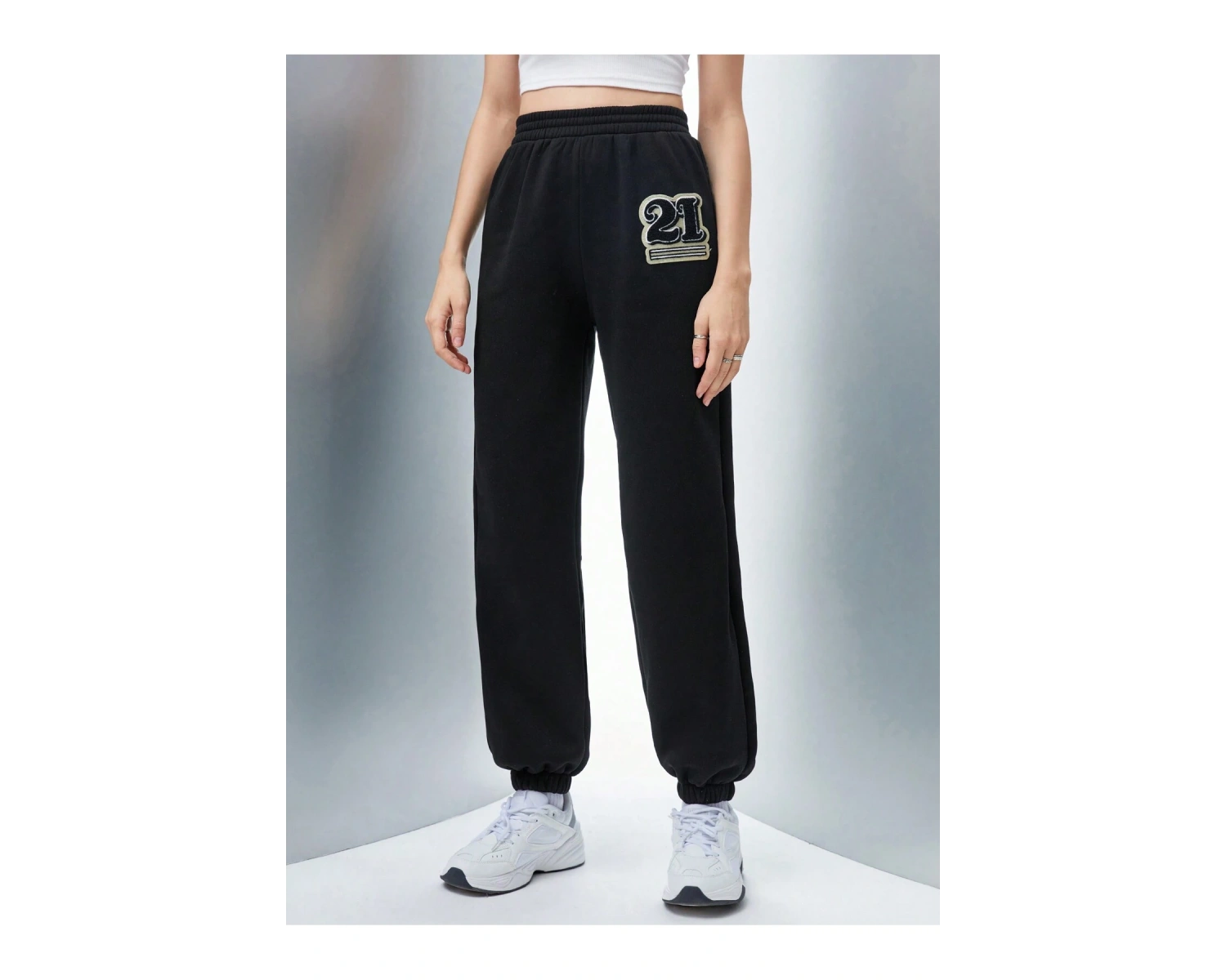 Qutie Letter Graphic Elastic Waist 4 Mevsim Eşofman