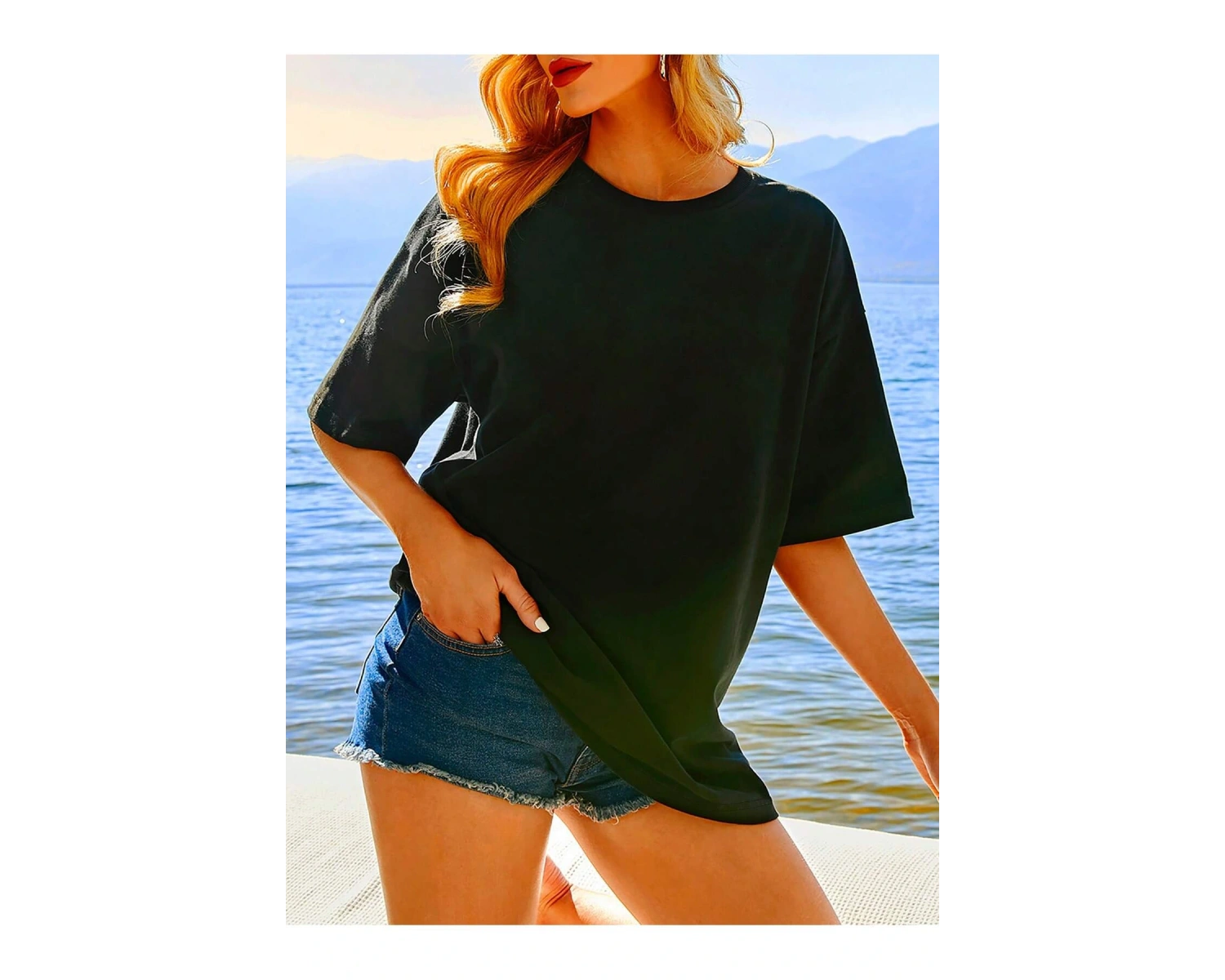 Qutie Sloganlı Grafik Düşük Omuz Tişört