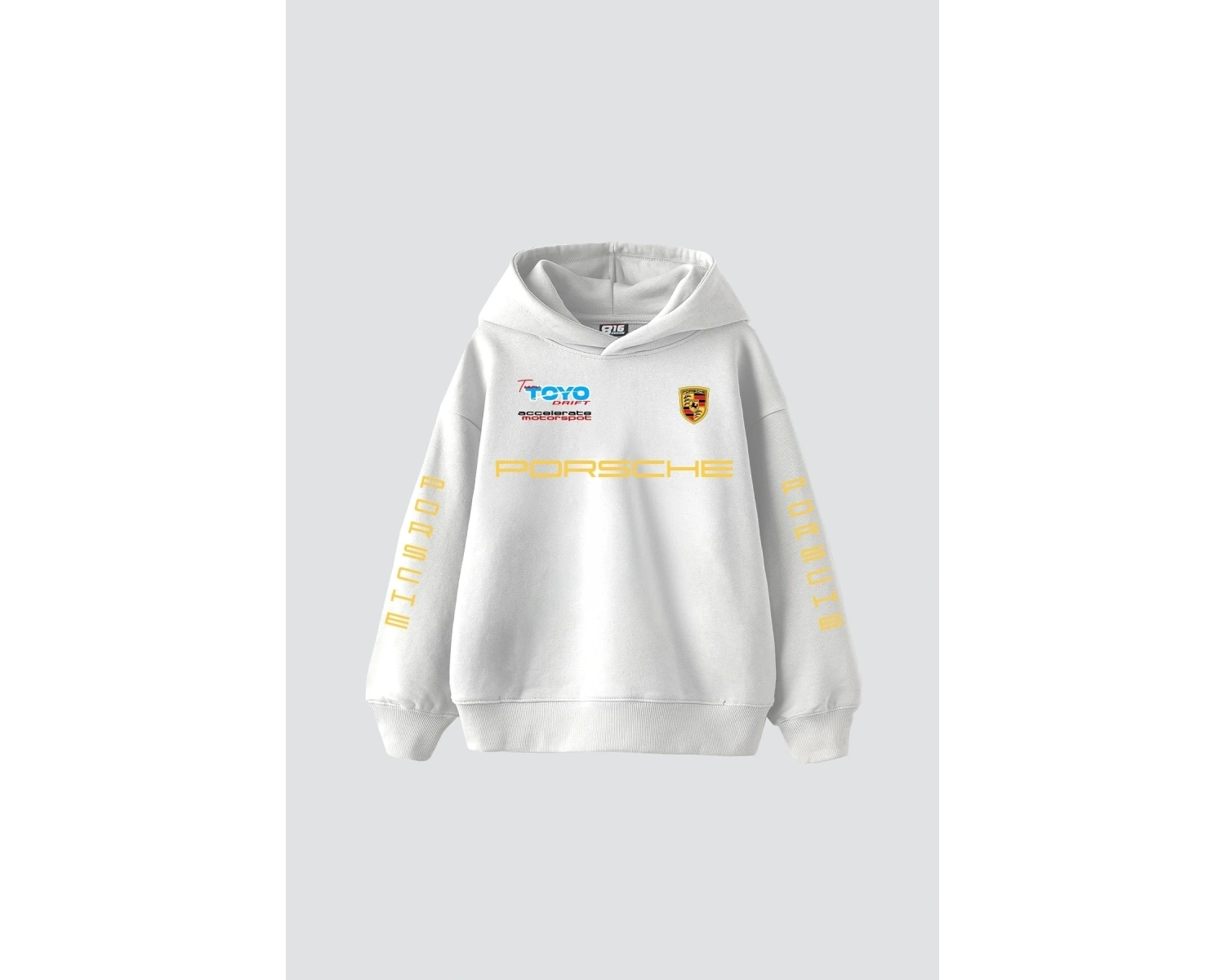 Racing Motorsport Baskılı Oversize Unisex Premium Beyaz