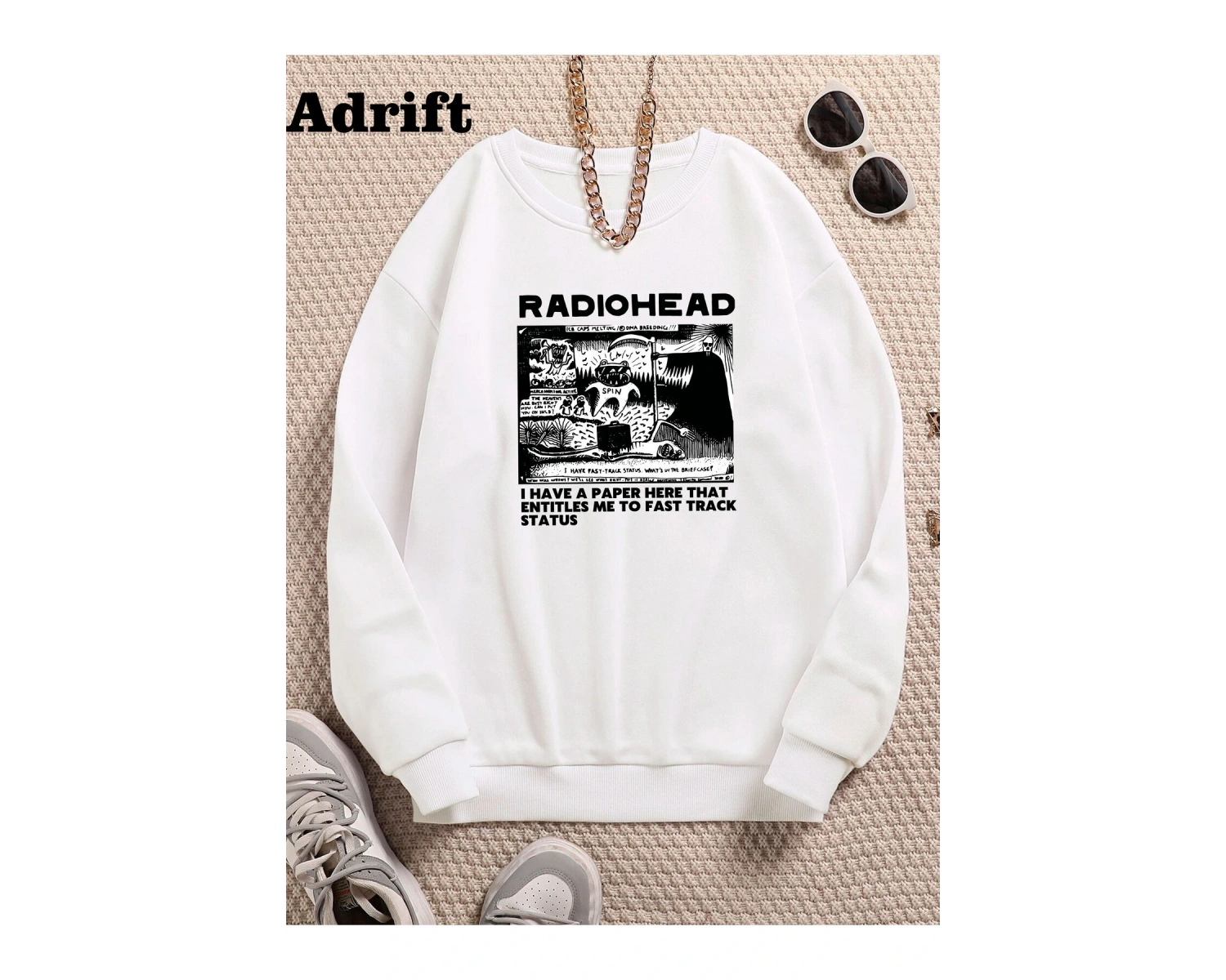 Radiohead Köstebek Sokak Trend Tasarım Harajuku/Gotik Beyaz