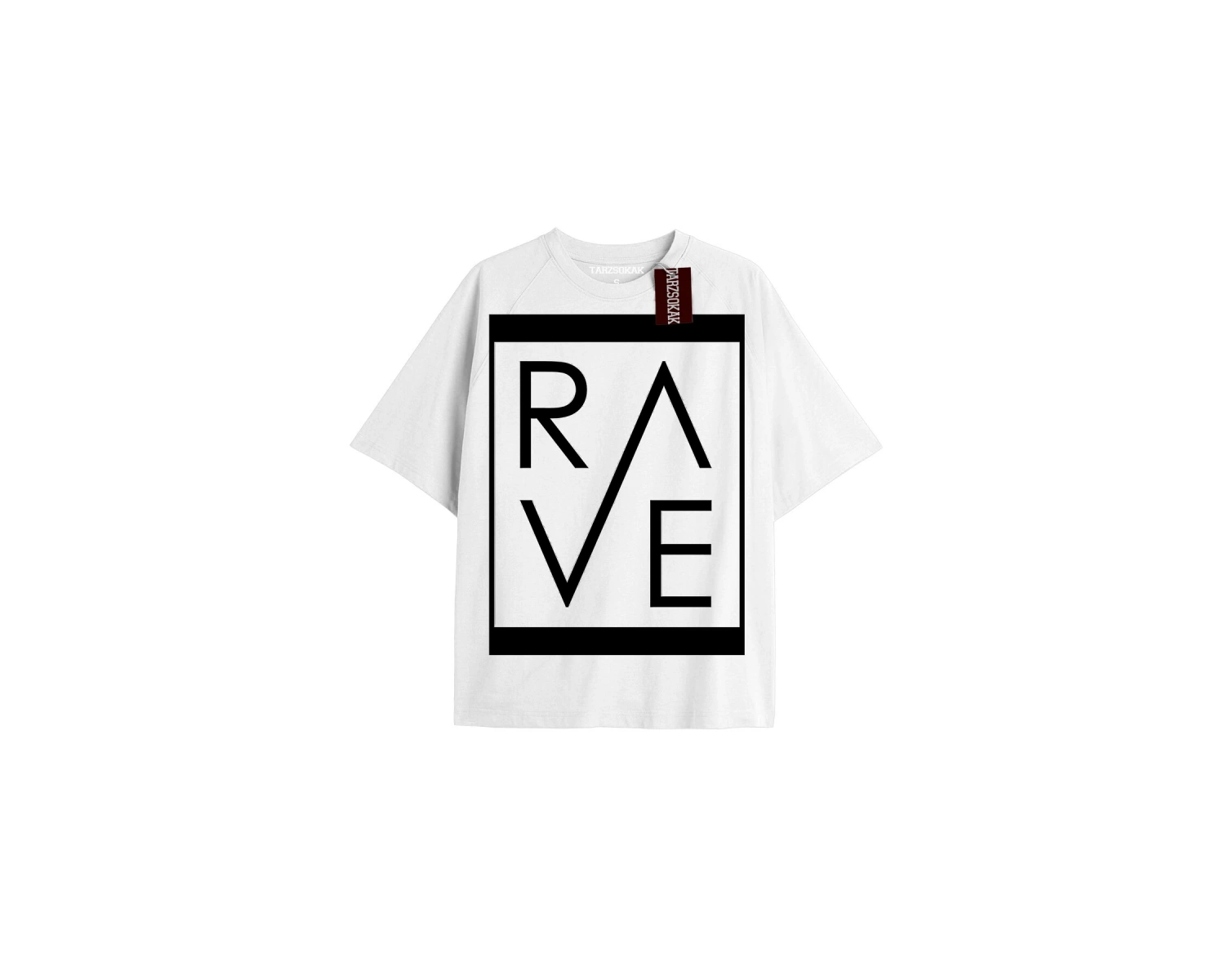RAVE Unisex Oversize Yazılı Tshirt BEYAZ