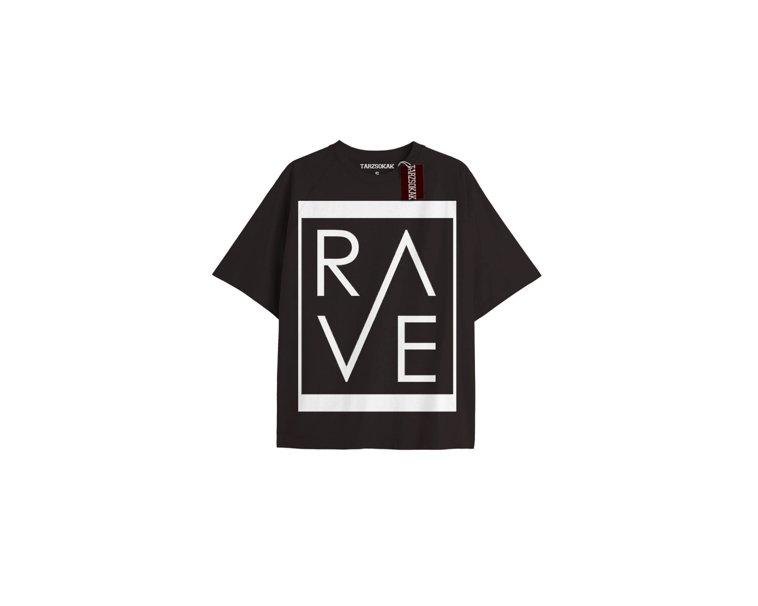 RAVE Unisex Oversize Yazılı Tshirt SİYAH