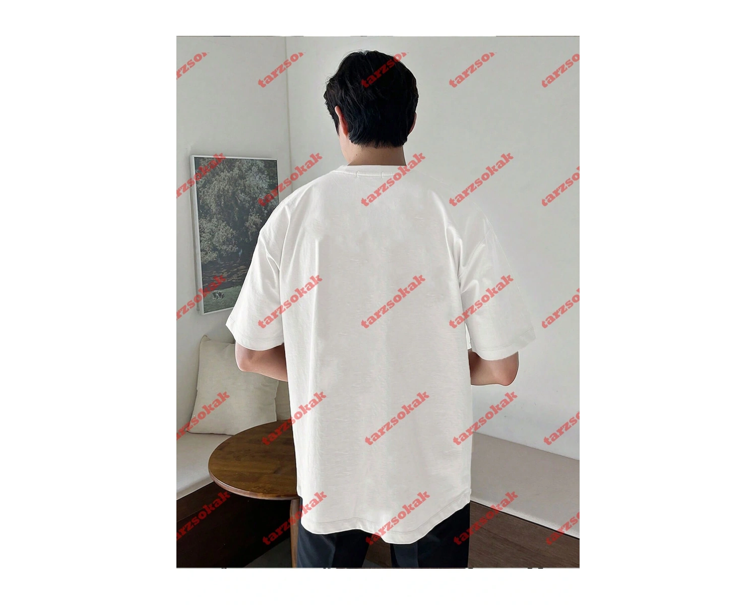 Red Cherries Baskılı Oversize Unisex Tshirt Beyaz